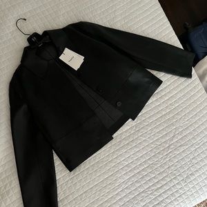 Theory Black Leather Coat